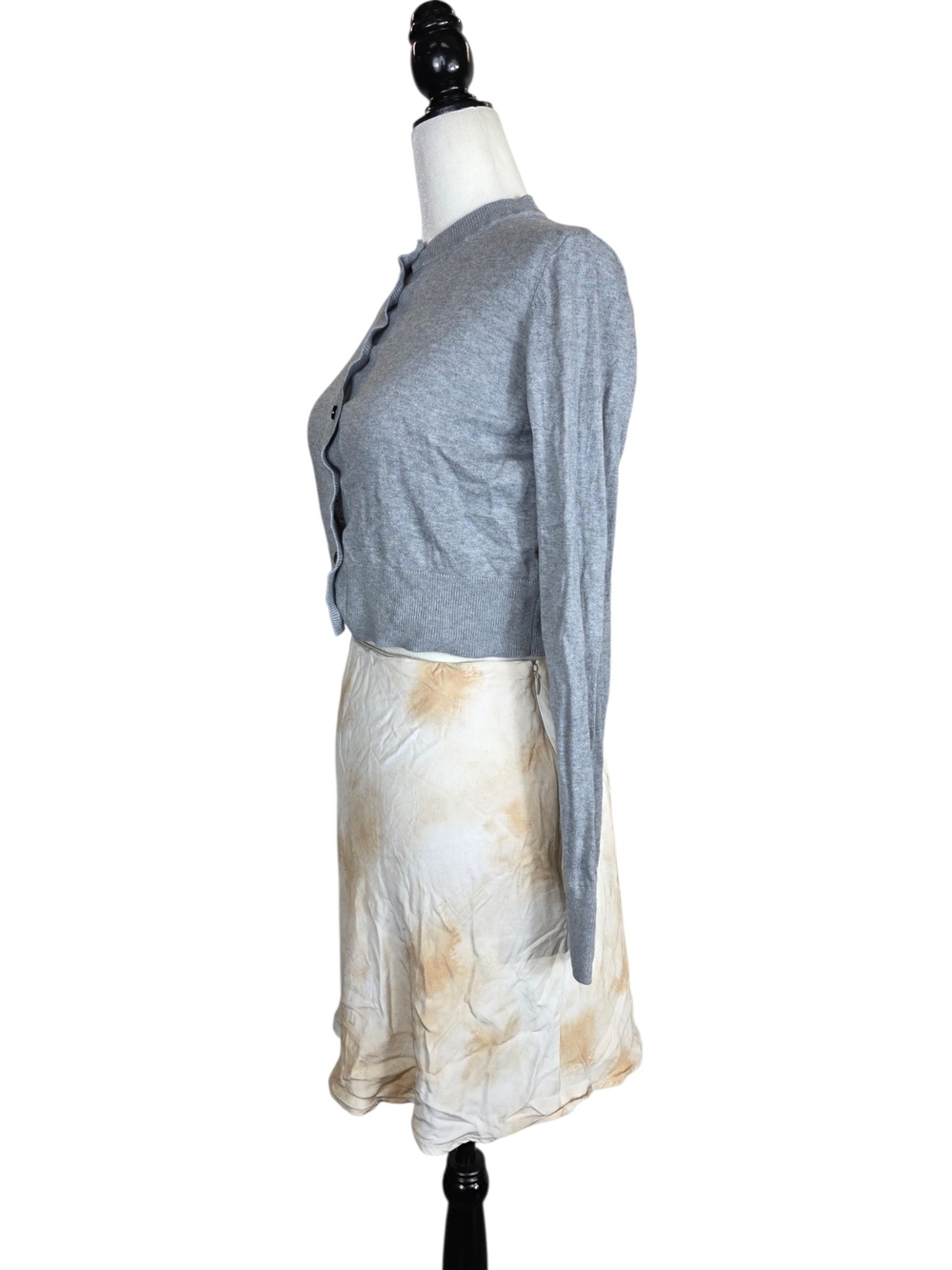 Aritzia Silk & Cashmere blend fine knit Light Gray Cropped  Cardigan